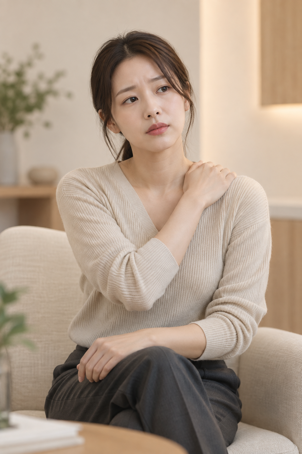 몸의 피로를 느끼는 여성